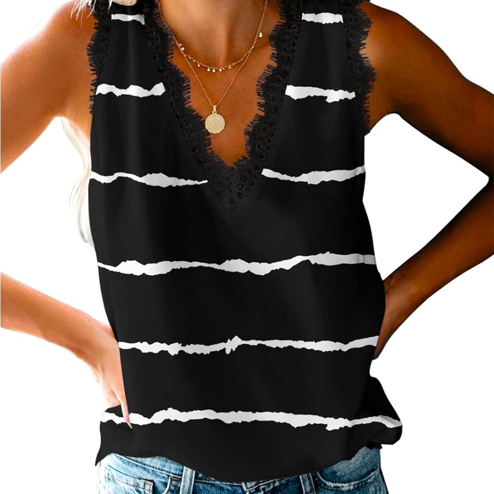 Black and white camisole blouse